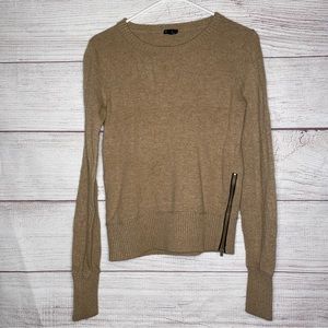 Club Monaco camel color sweater with side zippers. 7% cashmere